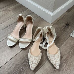 Bundle of Kailee P  bridal Cream Heels and flats Pointed Toe and Ankle Strap
